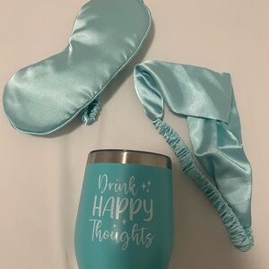 Aqua Sleep Mask and Headband Set with Tumbler